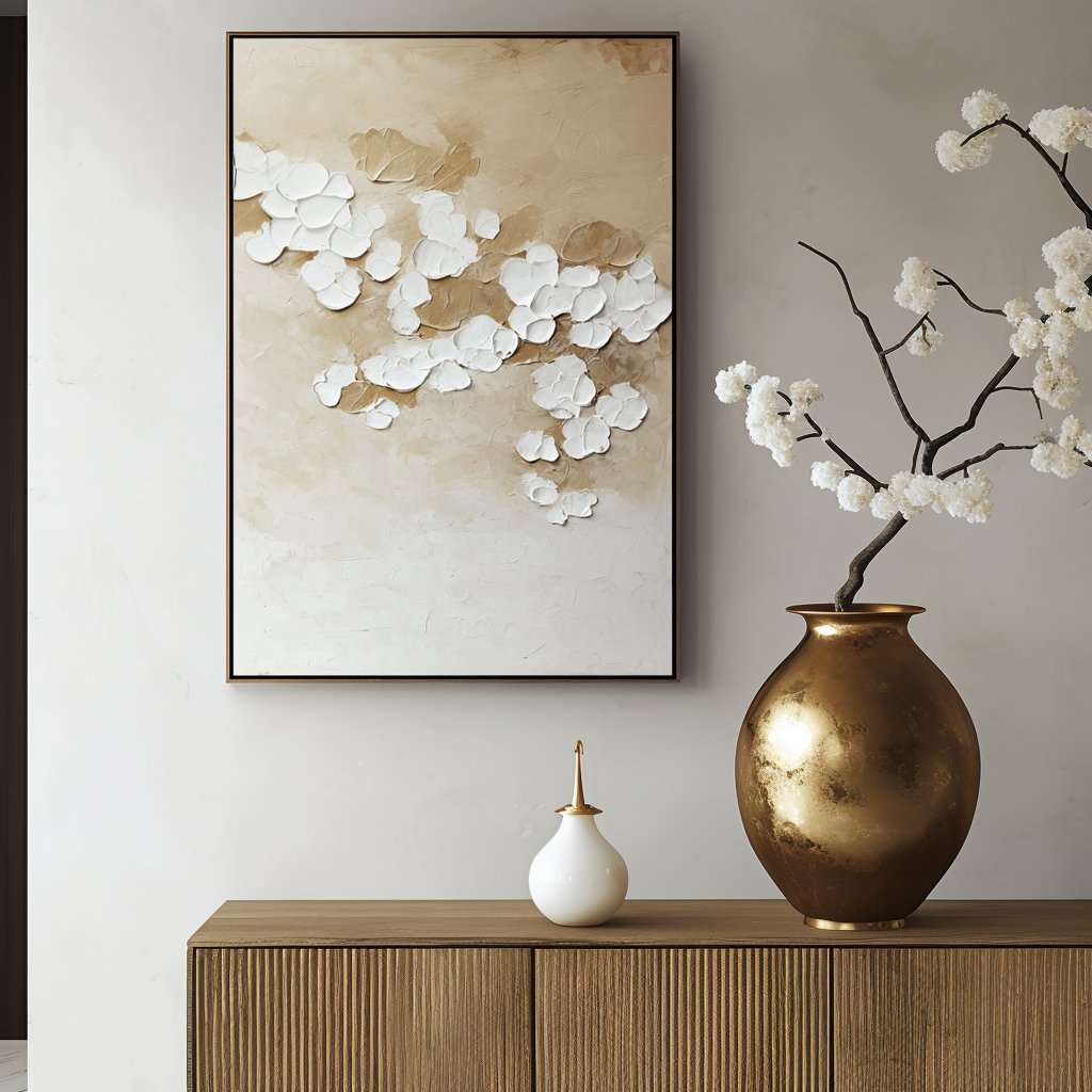 Floating Silence - Vertical Abstract Oil Painting