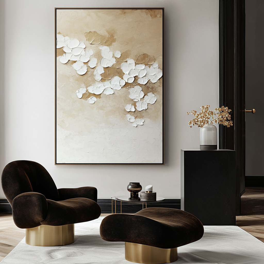 Floating Silence - Vertical Abstract Oil Painting