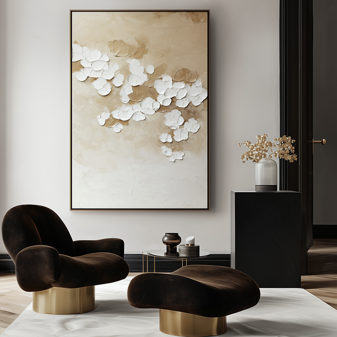Floating Silence - Vertical Abstract Oil Painting