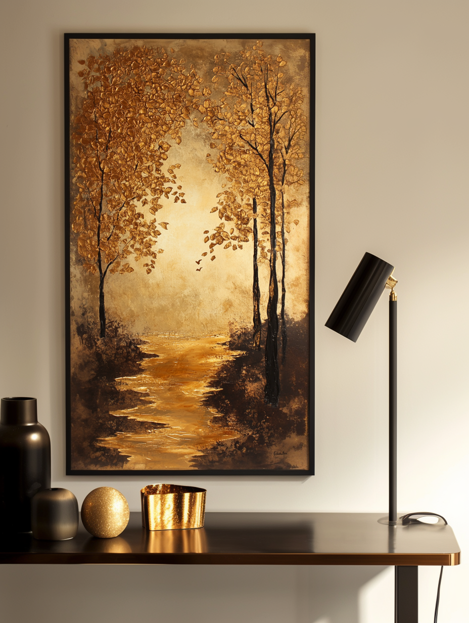 Golden Pathway - Hand-Painted Landscape Oil Painting For Home