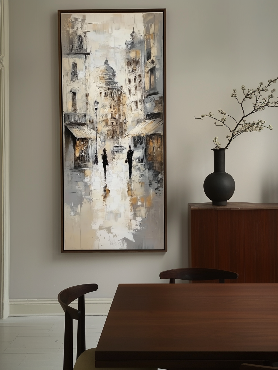 Echoes of the Avenue - Vertical Cityscape Oil Painting