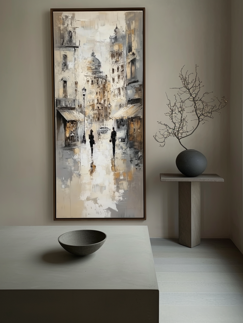 Echoes of the Avenue - Vertical Cityscape Oil Painting