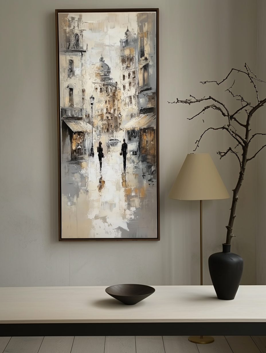 Echoes of the Avenue - Vertical Cityscape Oil Painting