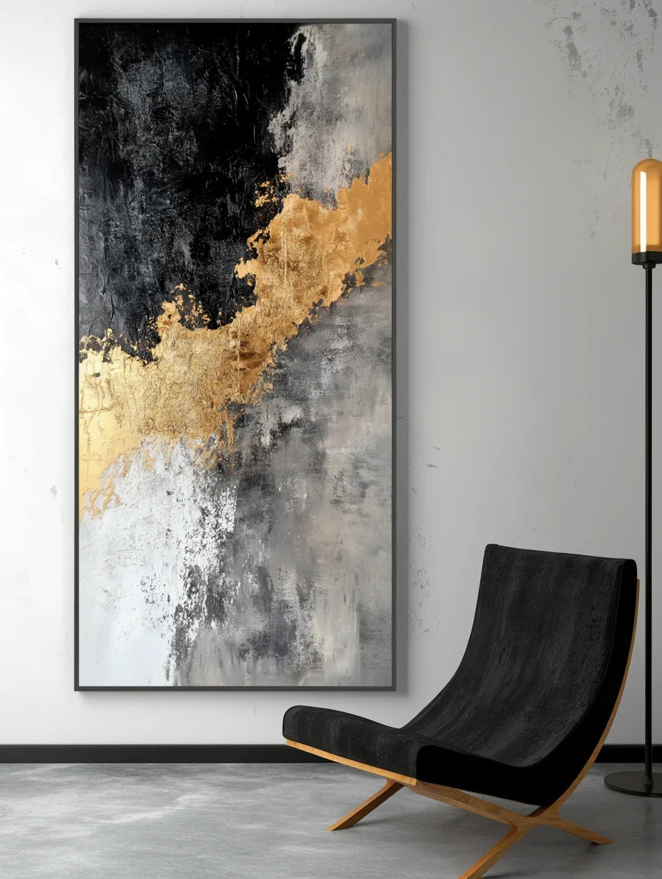 Fractured Light - Vertical Abstract Oil Painting for Living Room Decor - artextured