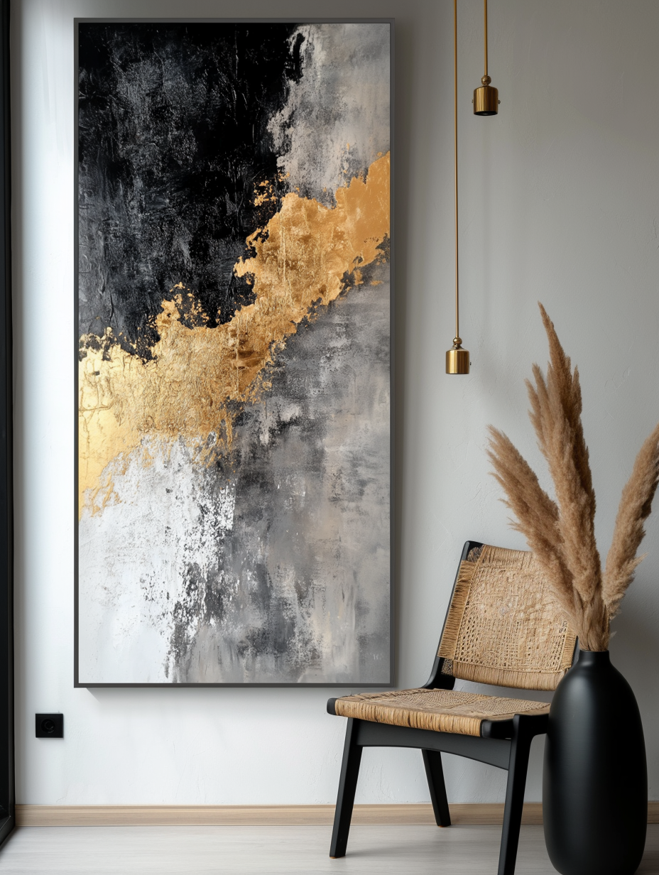 Fractured Light - Vertical Abstract Oil Painting for Living Room Decor