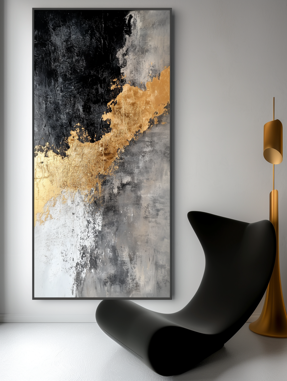 Fractured Light - Vertical Abstract Oil Painting for Living Room Decor