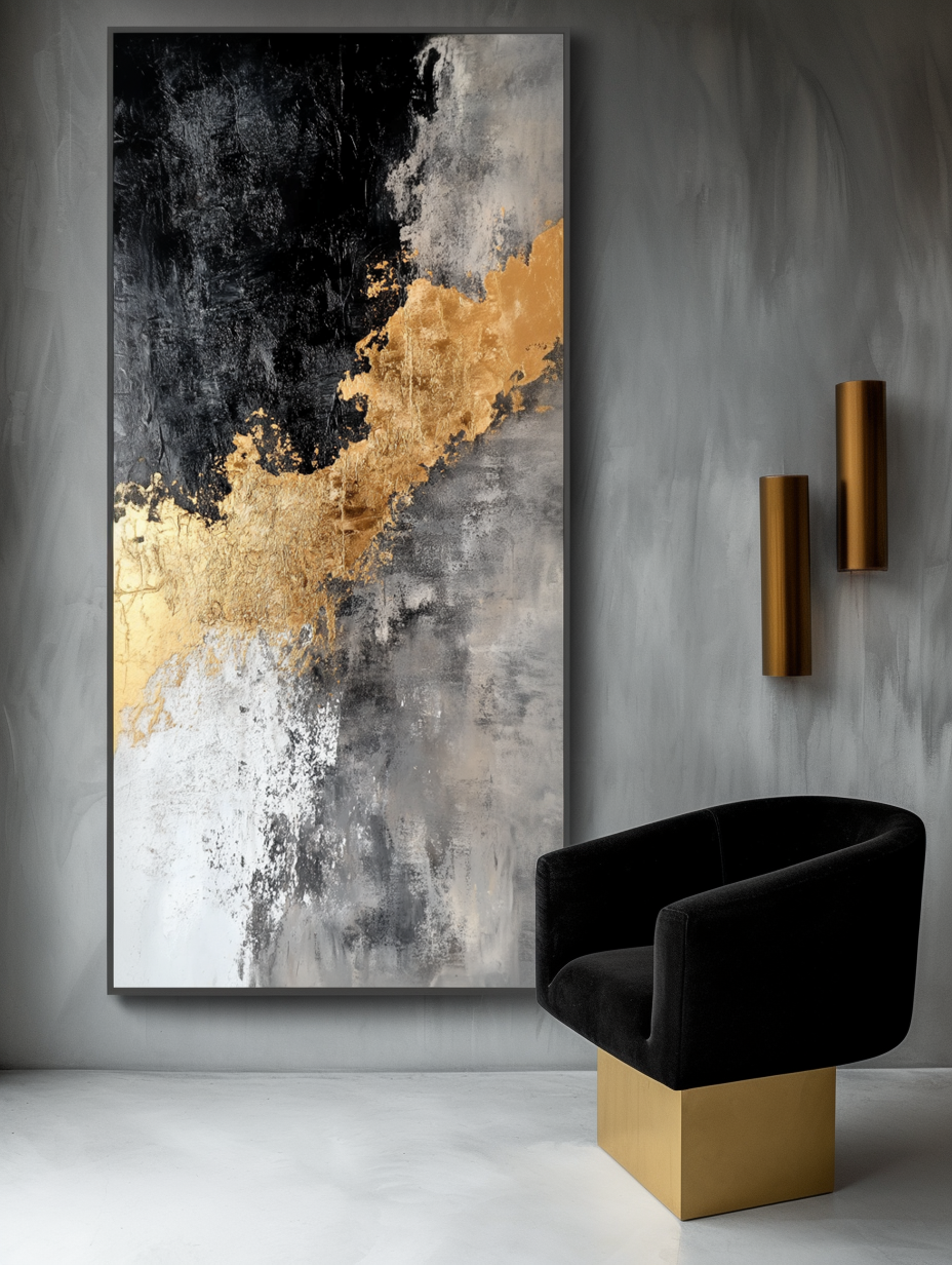 Fractured Light - Vertical Abstract Oil Painting for Living Room Decor