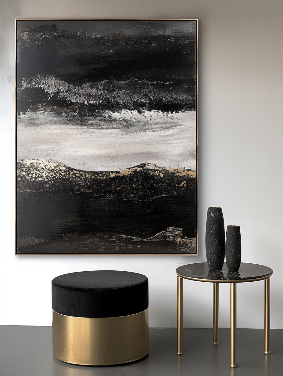 Silent Crest - Abstract Textured Oil Painting for Modern Wall Decor