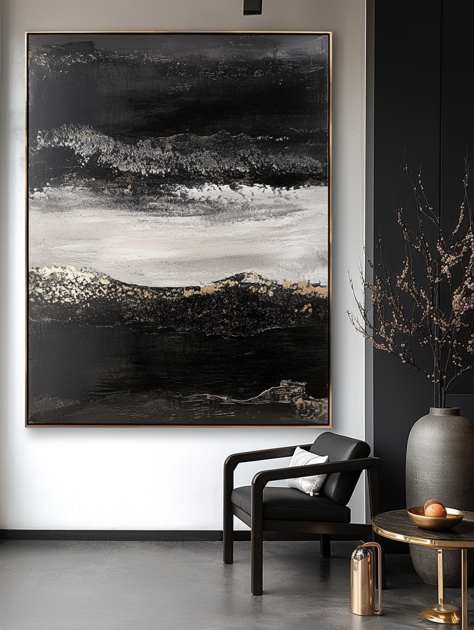 Silent Crest - Abstract Textured Oil Painting for Modern Wall Decor