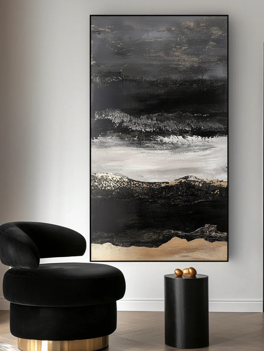 Twilight Ridge - Vertical Abstract Oil Painting for Modern Interiors - artextured
