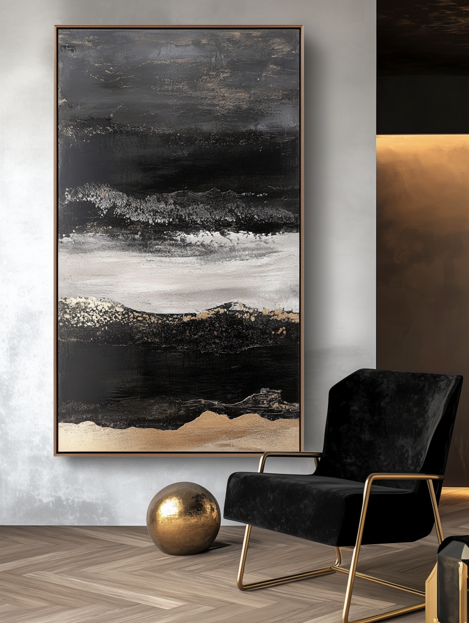 Twilight Ridge - Vertical Abstract Oil Painting for Modern Interiors