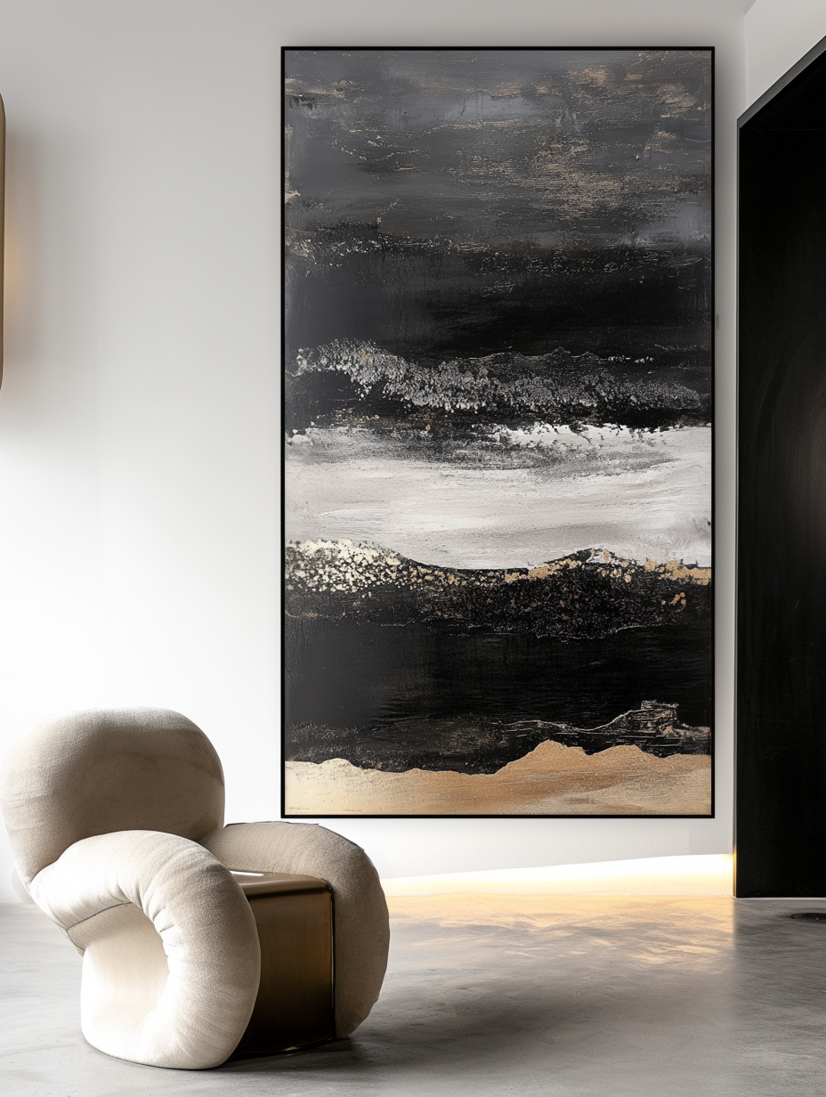 Twilight Ridge - Vertical Abstract Oil Painting for Modern Interiors