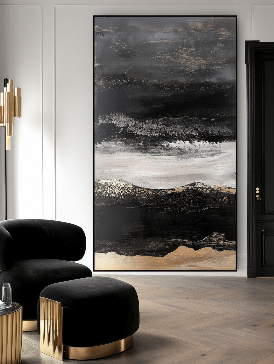 Twilight Ridge - Vertical Abstract Oil Painting for Modern Interiors