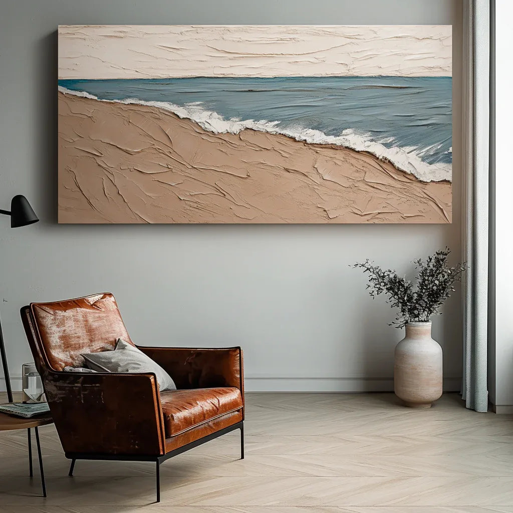 Eternal Shoreline-Horizontal Beach Abstract Thick-Painted Wall Art - artextured