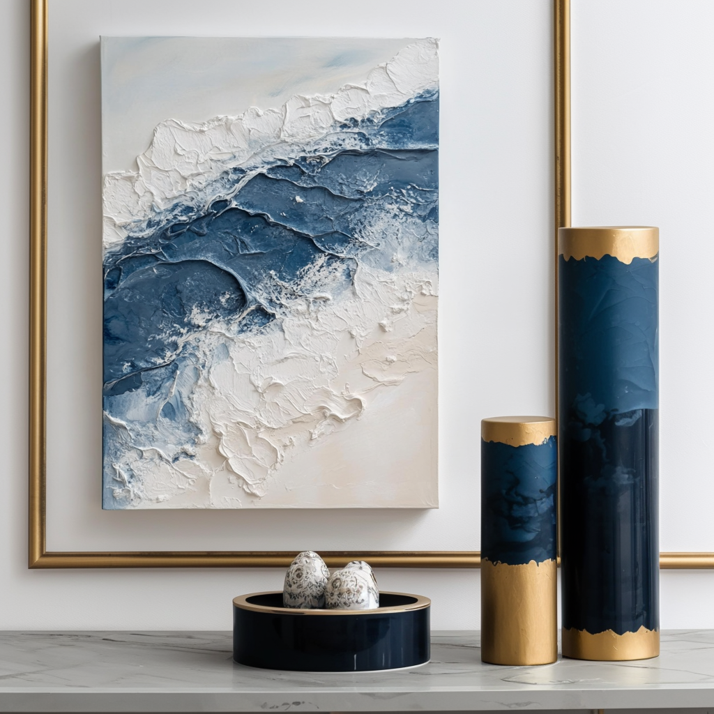Tidal Serenity-Vertical Marine Abstract Thick-Painted Wall Art