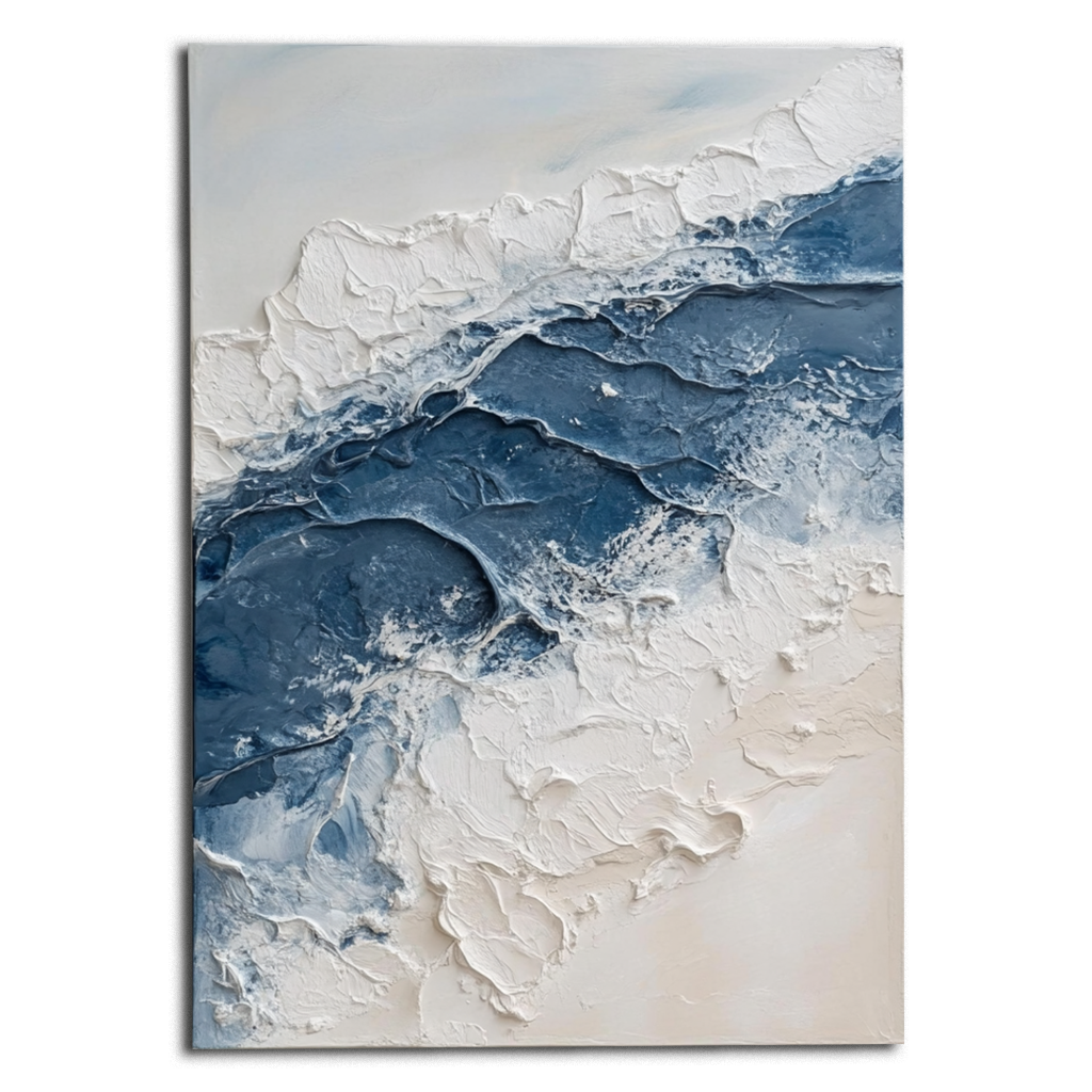 Tidal Serenity-Vertical Marine Abstract Thick-Painted Wall Art