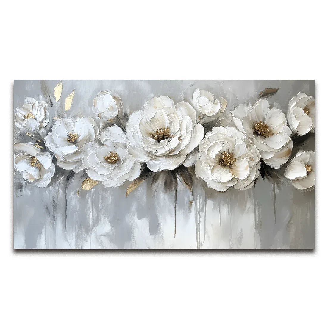Ethereal Blossoms-Modern Hand-Painted White Rose Textured Wall Art - artextured