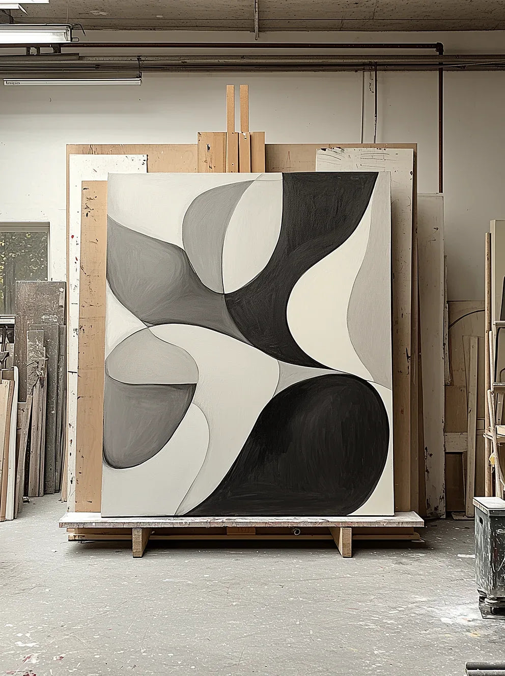 Flow Within – Minimalist Abstract Curved Shapes Canvas Painting - artextured