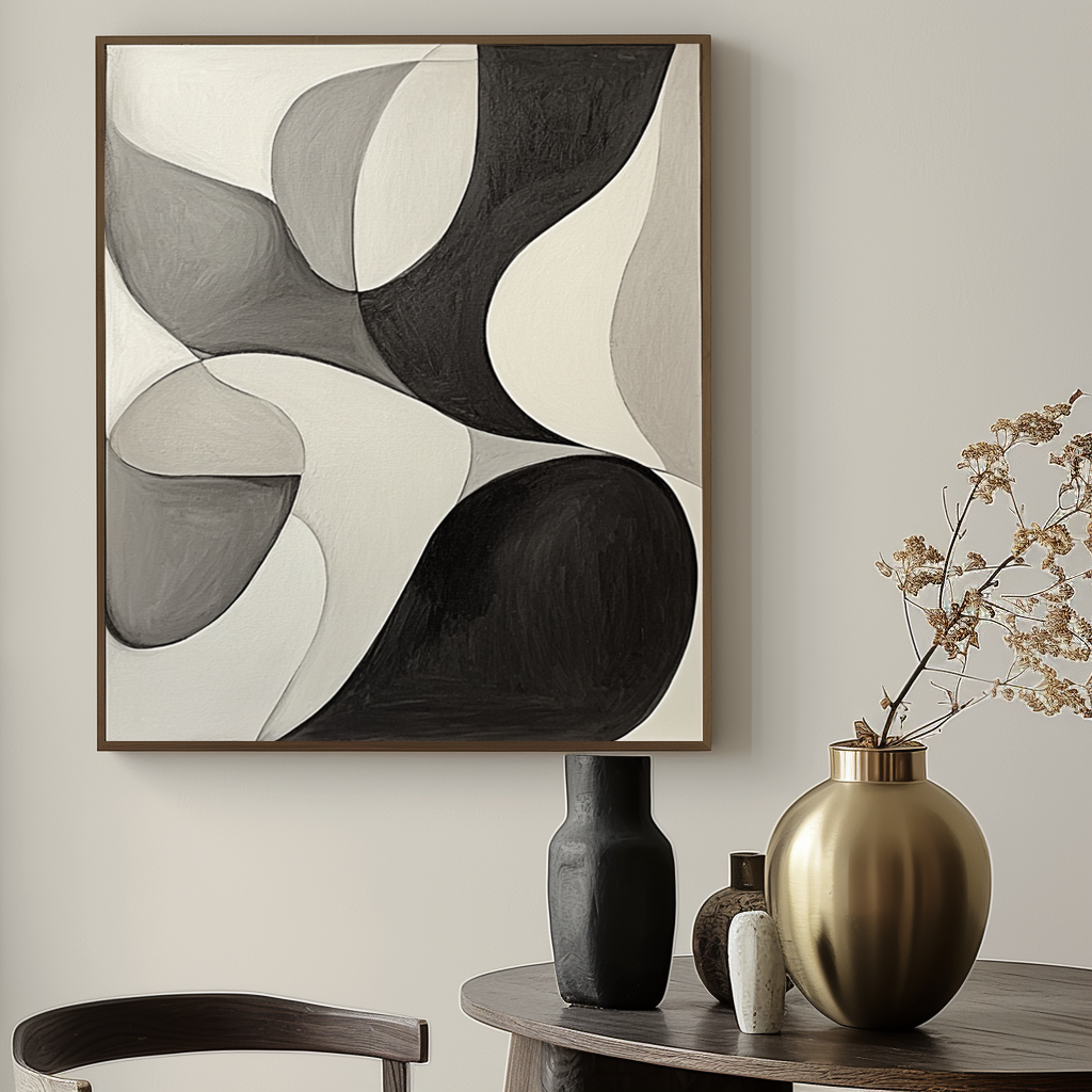 Flow Within – Minimalist Abstract Curved Shapes Canvas Painting