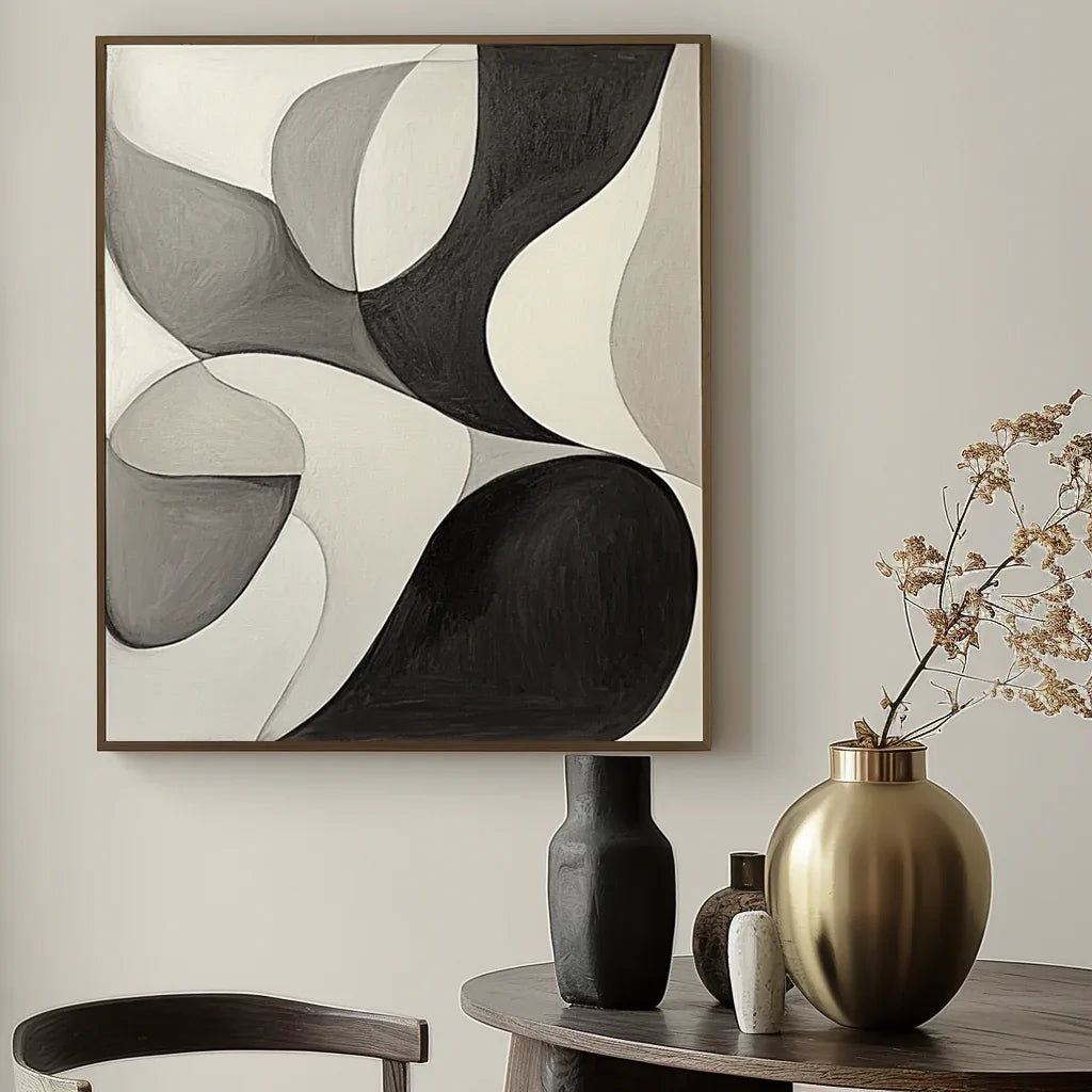 Flow Within – Minimalist Abstract Curved Shapes Canvas Painting - artextured