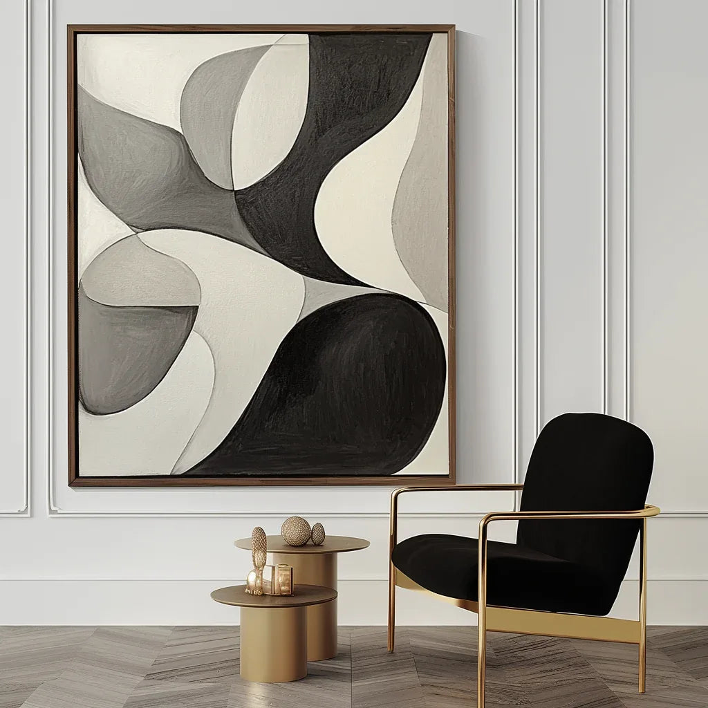 Flow Within – Minimalist Abstract Curved Shapes Canvas Painting - artextured