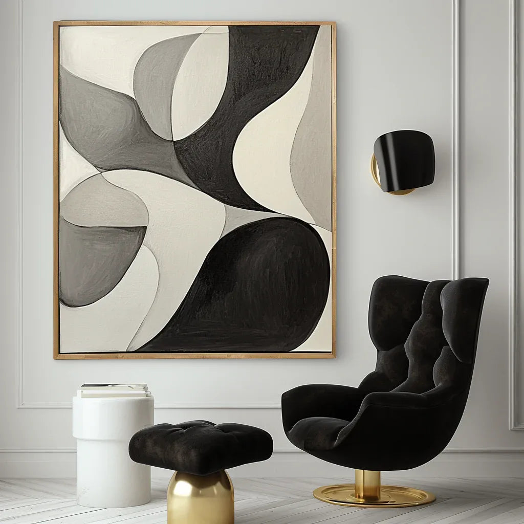 Flow Within – Minimalist Abstract Curved Shapes Canvas Painting - artextured