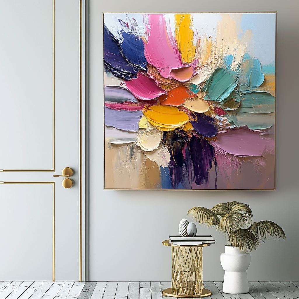 Petal Symphony - Abstract Flower Impasto Canvas Art Painting