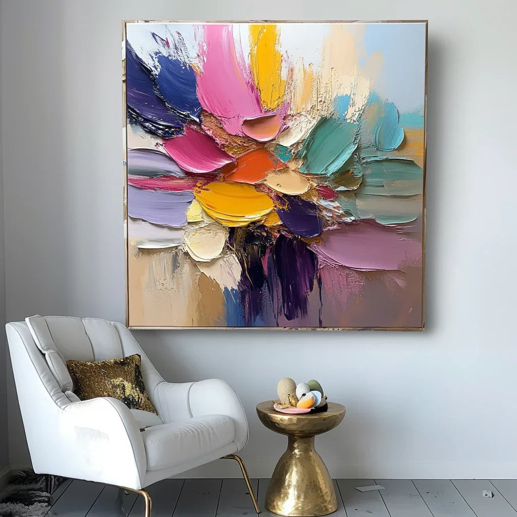 Petal Symphony - Abstract Flower Impasto Canvas Art Painting - artextured