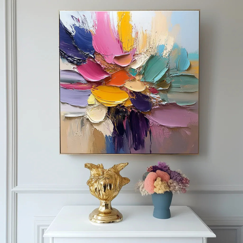 Petal Symphony - Abstract Flower Impasto Canvas Art Painting - artextured