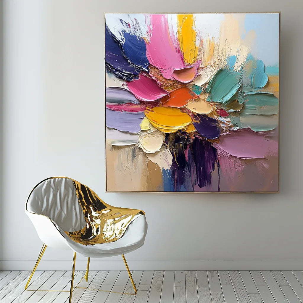 Petal Symphony - Abstract Flower Impasto Canvas Art Painting - artextured