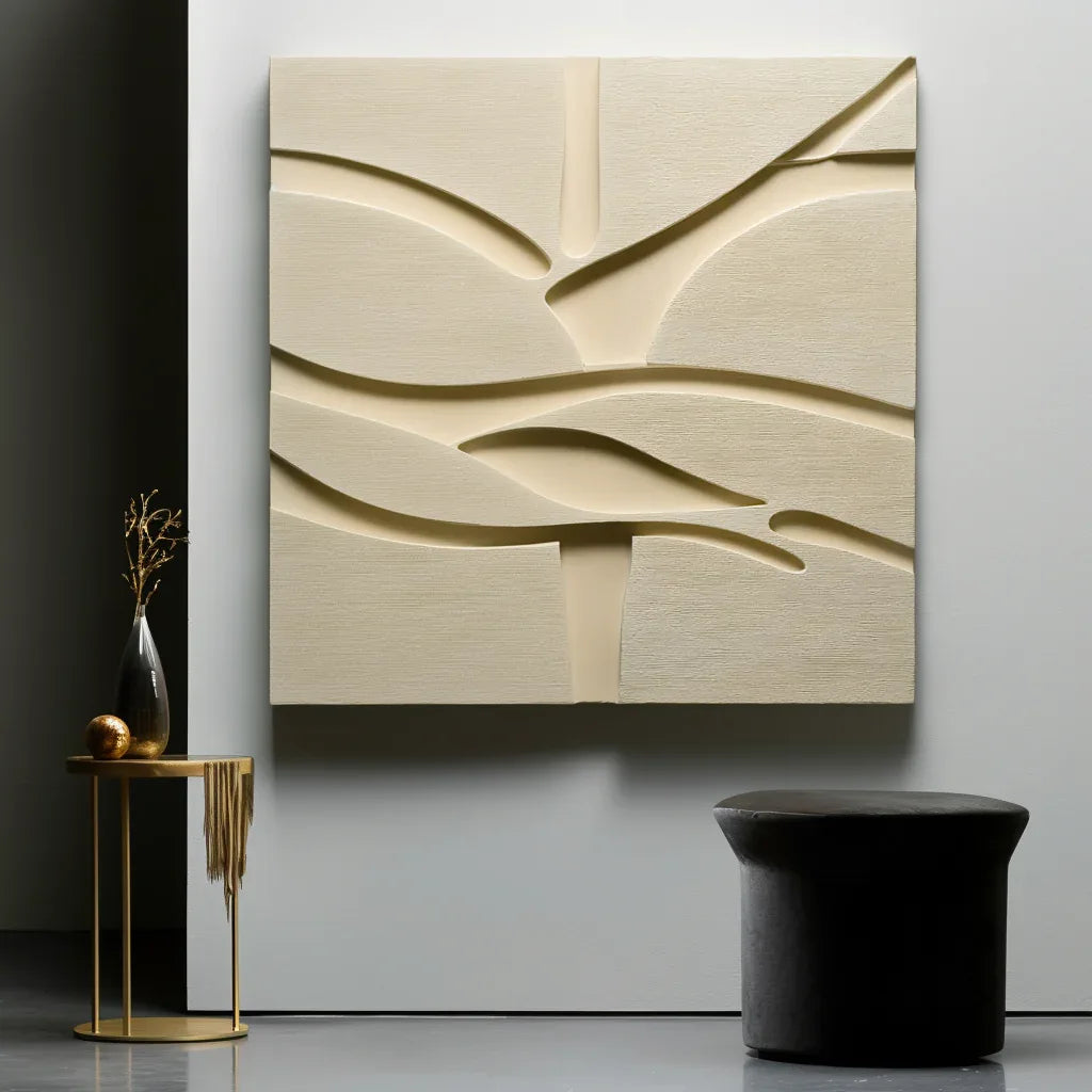 Echoes in Silence-3D minimalist relief style abstract wall art painting - artextured