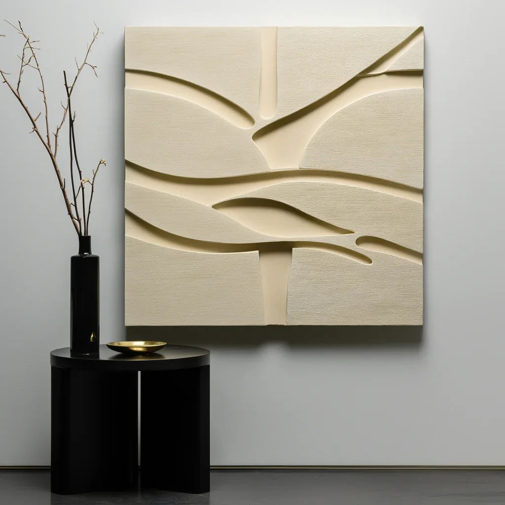 Echoes in Silence-3D minimalist relief style abstract wall art painting - artextured