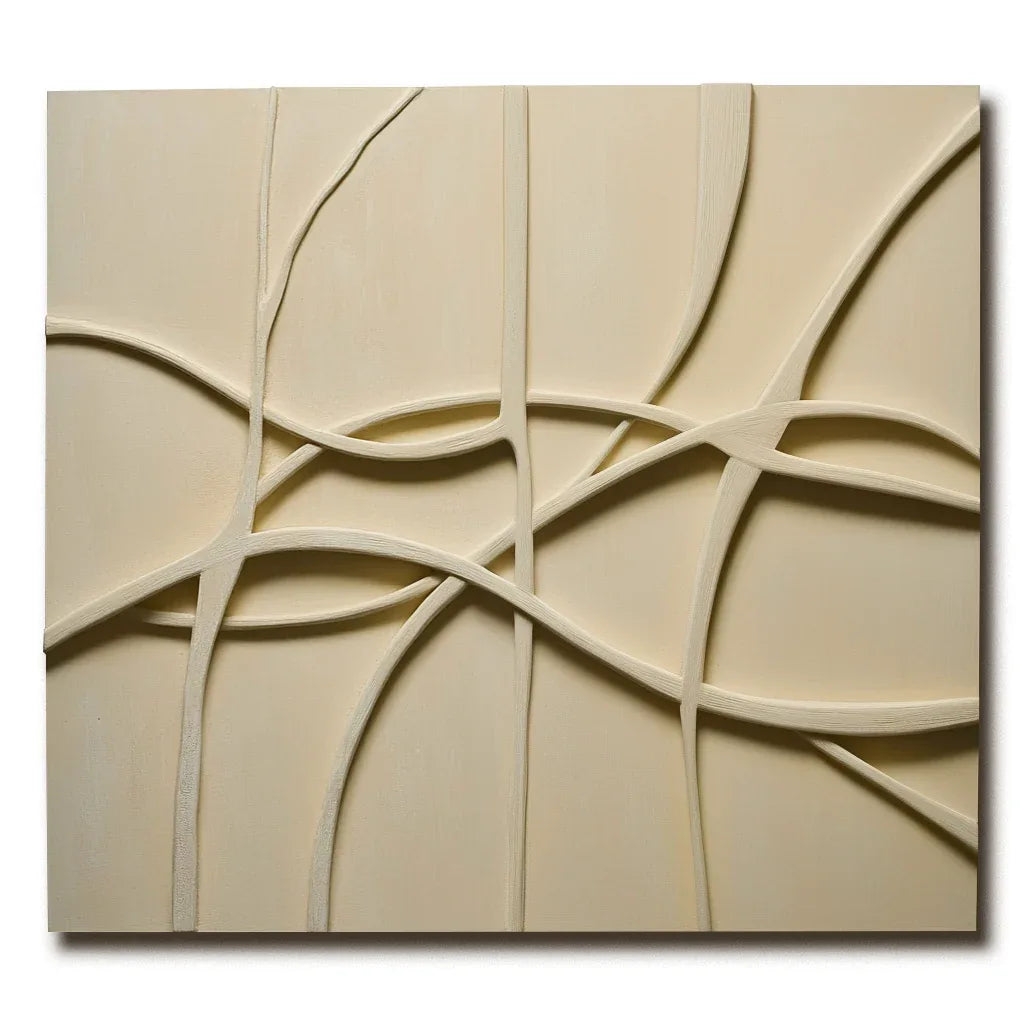 Woven Silence - Minimalist 3D Wall Art with Flowing Interlaced Lines - artextured