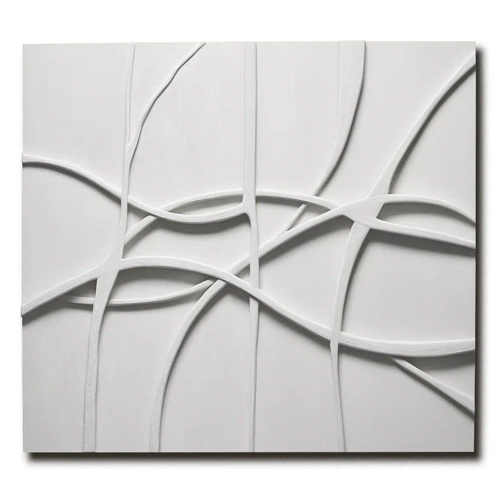 Woven Silence - Minimalist 3D Wall Art with Flowing Interlaced Lines - artextured