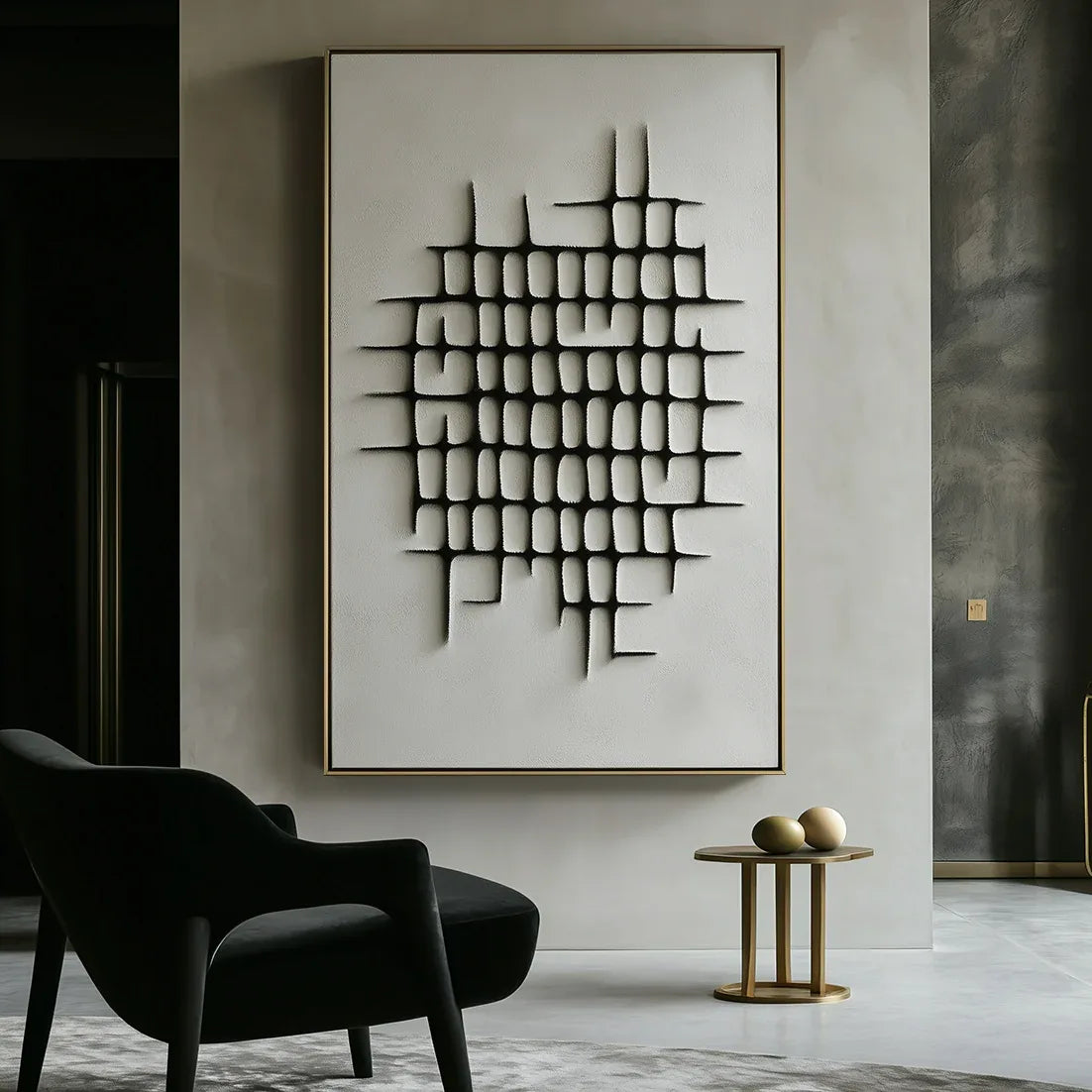 Fractured Grid-Modern Minimalist Geometric Grid Texture Wall Art - artextured