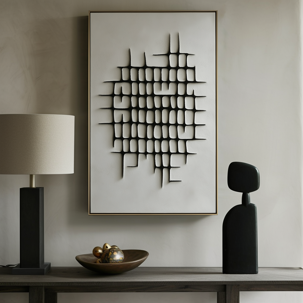 Fractured Grid-Modern Minimalist Geometric Grid Texture Wall Art