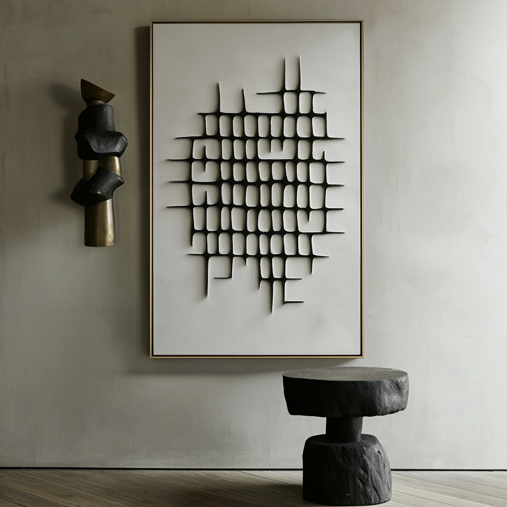 Fractured Grid-Modern Minimalist Geometric Grid Texture Wall Art