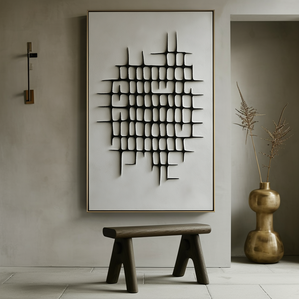 Fractured Grid-Modern Minimalist Geometric Grid Texture Wall Art