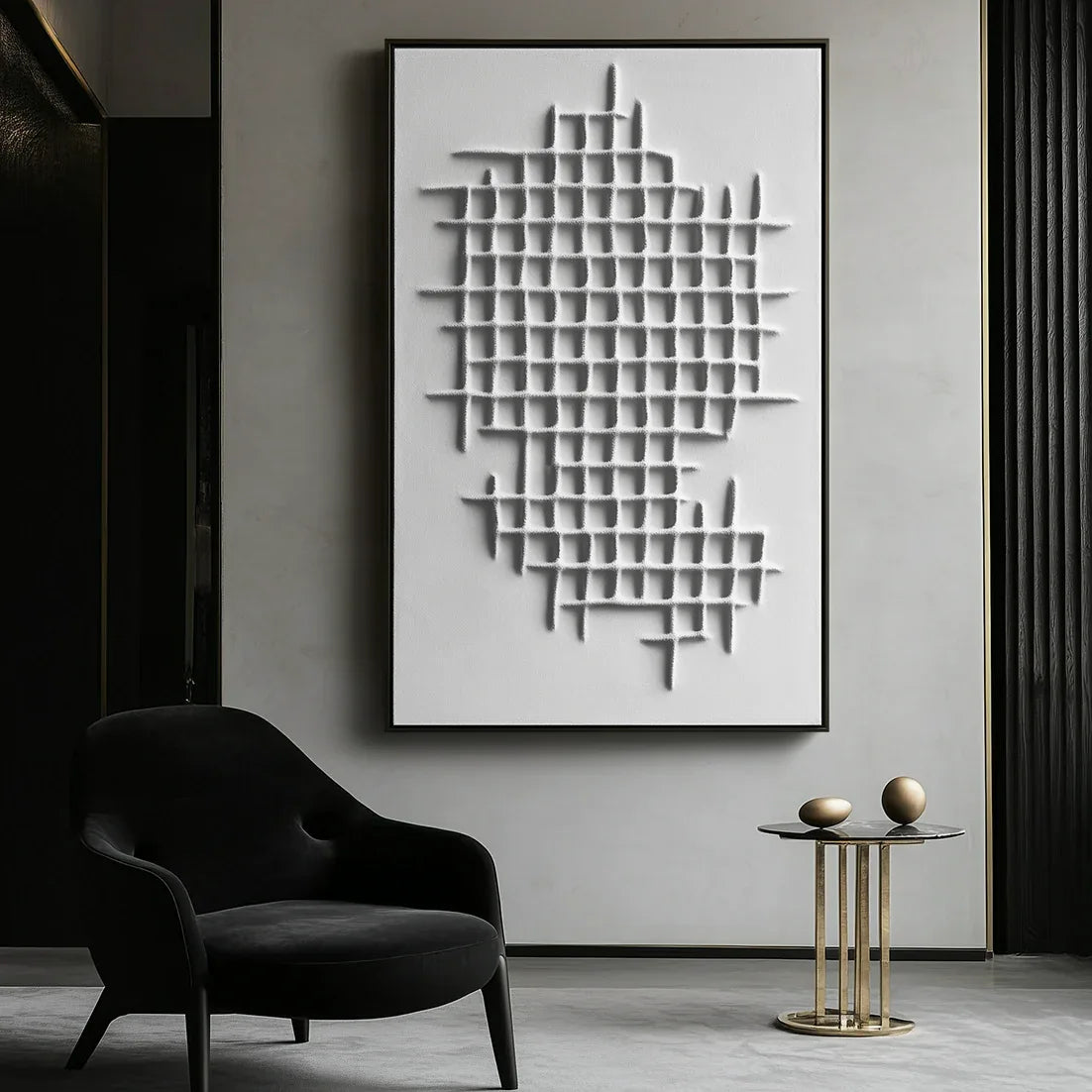 Structured Silence-Geometric Structure Abstract Grid Texture Wall Art - artextured