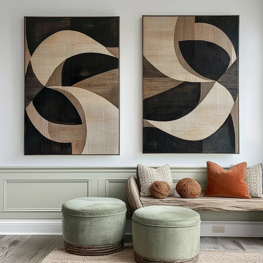 Harmony in Motion-Geometric Abstract Wooden Double Layered Decorative Wall Art (Set of 2) - artextured