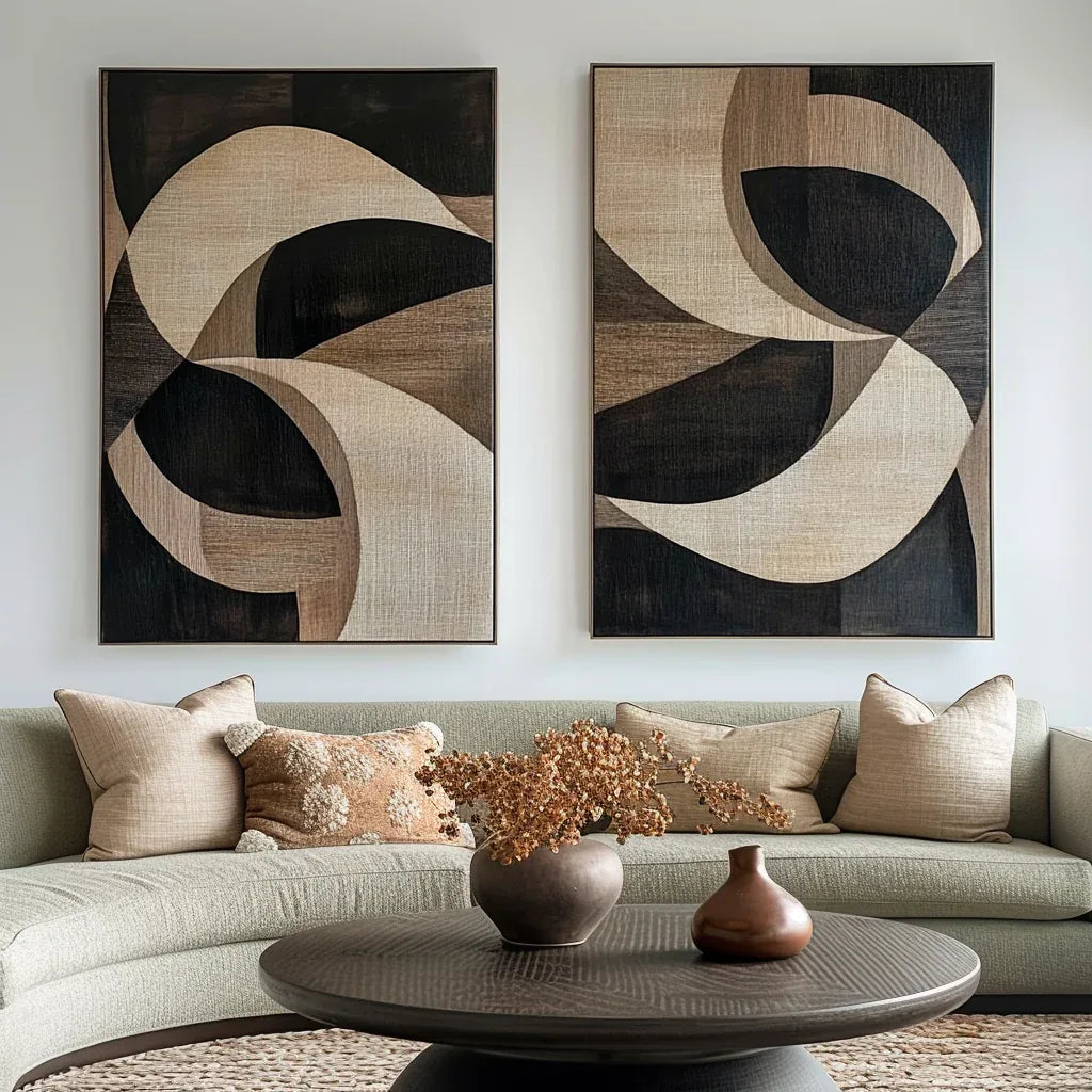 Harmony in Motion-Geometric Abstract Wooden Double Layered Decorative Wall Art (Set of 2) - artextured