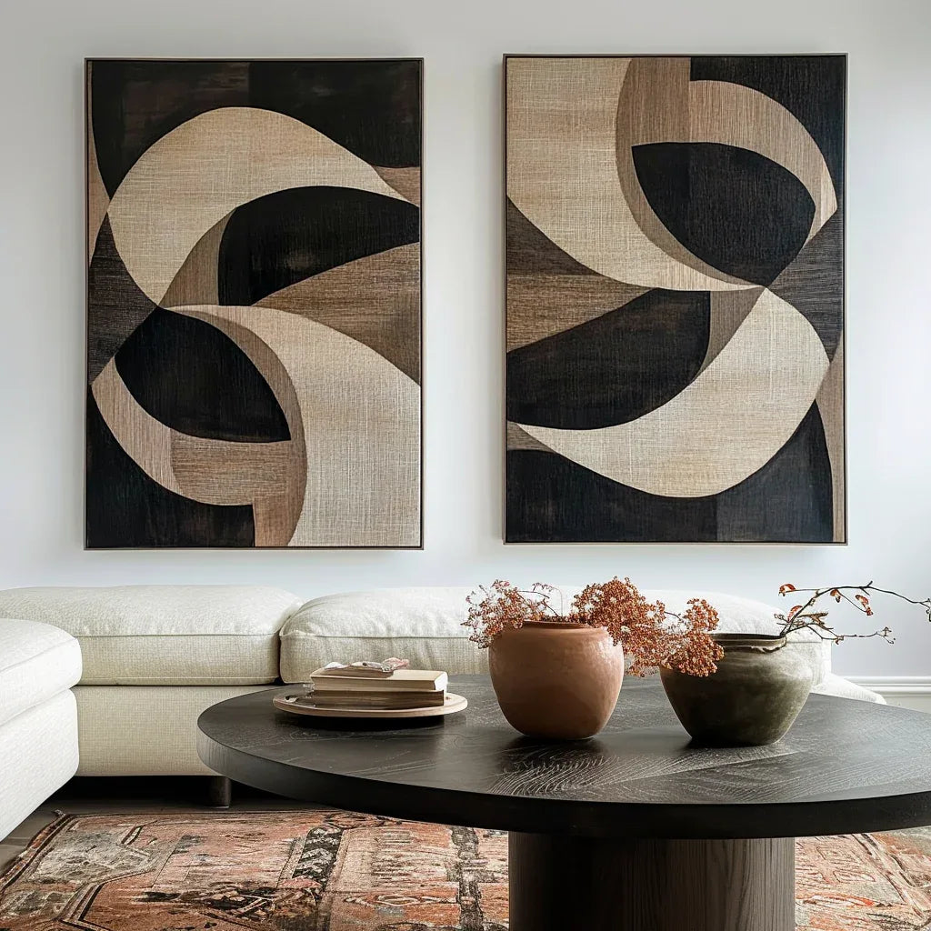 Harmony in Motion-Geometric Abstract Wooden Double Layered Decorative Wall Art (Set of 2) - artextured