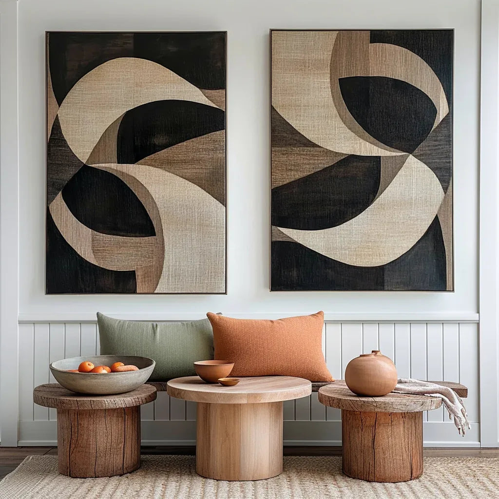 Harmony in Motion-Geometric Abstract Wooden Double Layered Decorative Wall Art (Set of 2) - artextured