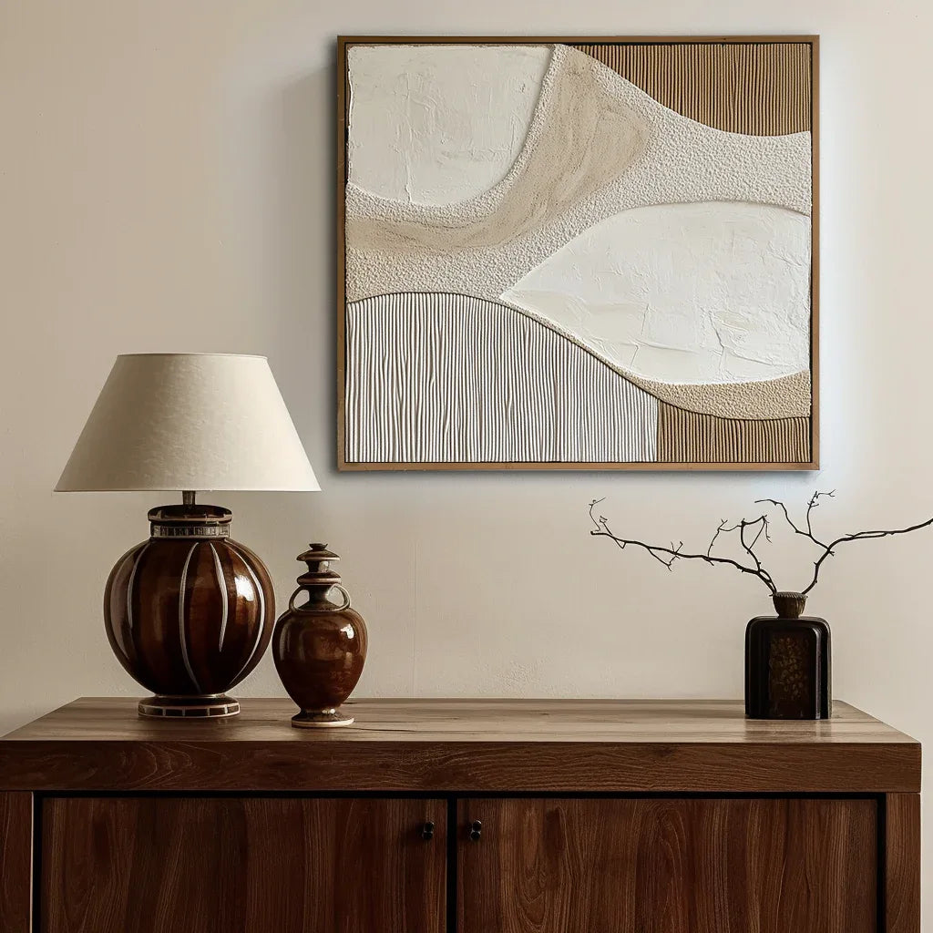 Earthline Flow-Minimalist Texture Abstract Art Oil Painting - artextured