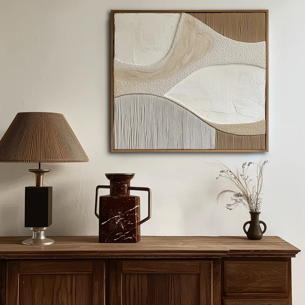 Earthline Flow-Minimalist Texture Abstract Art Oil Painting - artextured