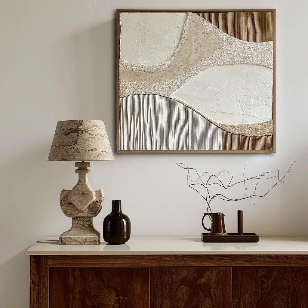 Earthline Flow-Minimalist Texture Abstract Art Oil Painting - artextured