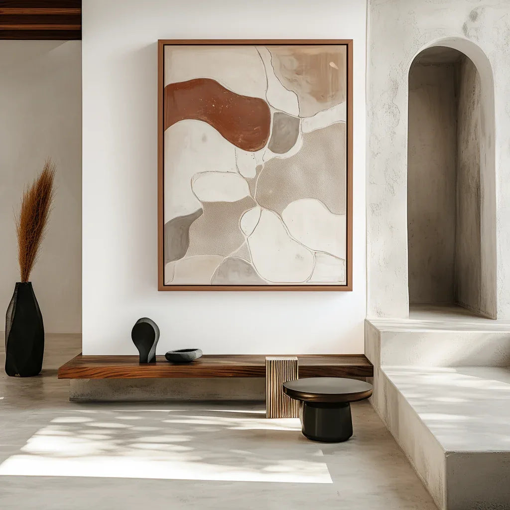 Earthen Harmony-Modern Minimalist Wabi-Sabi Style Abstract Wall Art - artextured