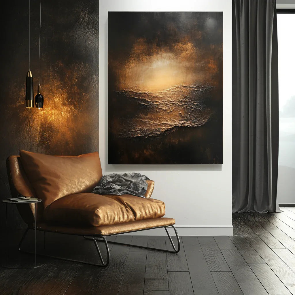 Ember Horizon-Modern Abstract Light and Shadow Texture Wall Art - artextured