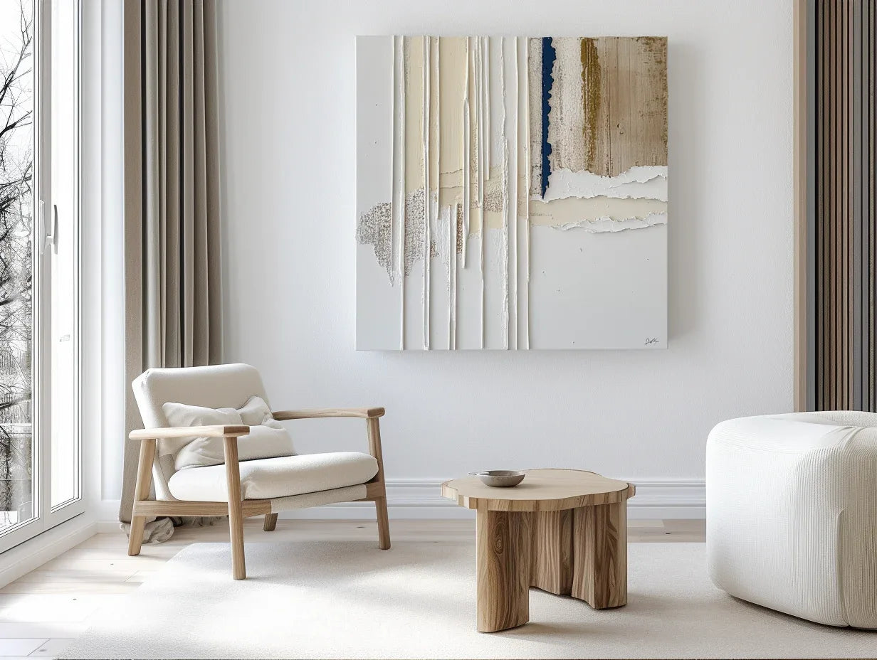 Textured Reverie-Geometric Lines and Tearing Texture Abstract Wall Art - artextured