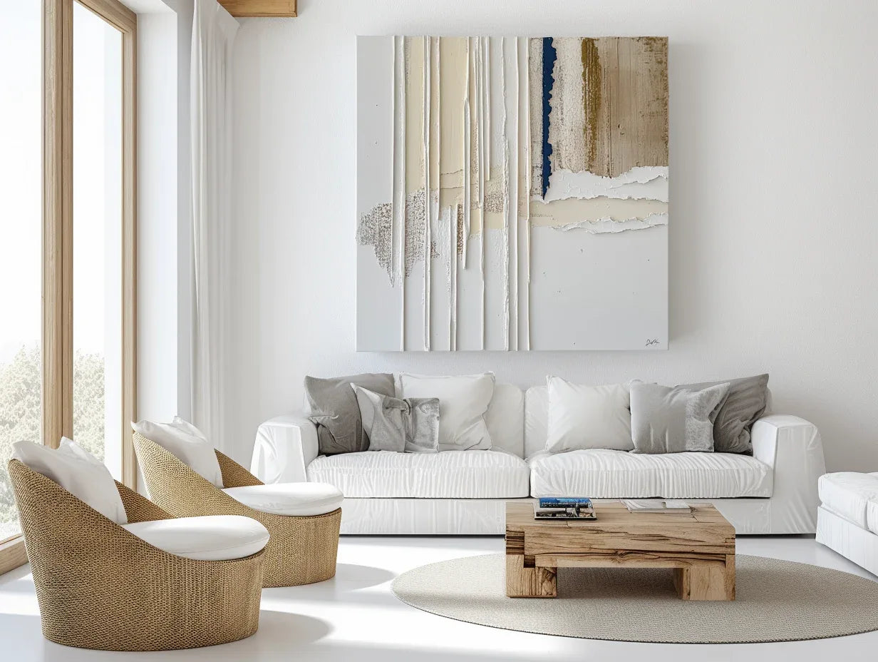 Textured Reverie-Geometric Lines and Tearing Texture Abstract Wall Art - artextured